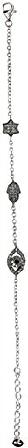 Silver Charm Bracelet With Star Of David Evil Eye & Hamsa - 8 inch