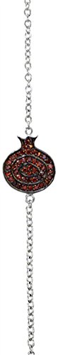 Silver Pomegranate Bracelet With Red Stones - 8 inch