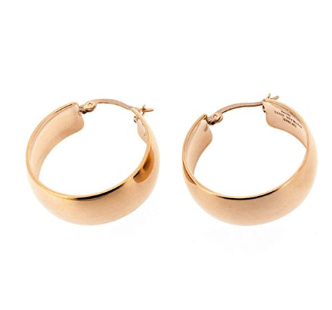 Ben and Jonah Stainless Steel Rose Gold Plated Flat and Wide Hoop Earring (25mm)