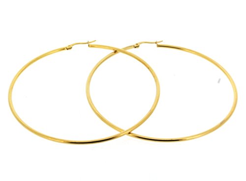Ben and Jonah Stainless Steel Gold Plated Hoop Earring (70mm) 70mm