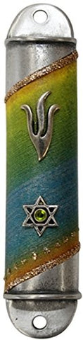 Ultimate Judaica Mezuzah Case Pewter 8cm Rainbow