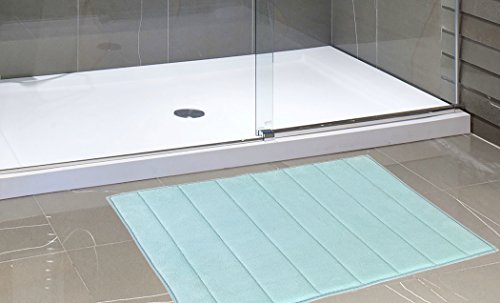 Royal Bath Collection Luxurious Memory Foam Solid Color Large (21 inch x 34 inch ) Bath Mat with Anti-Slip Latex Backing (Spa Blue)