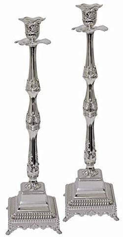 5th Avenue Collection Silver Plated Candle Sticks - 18 inch  H