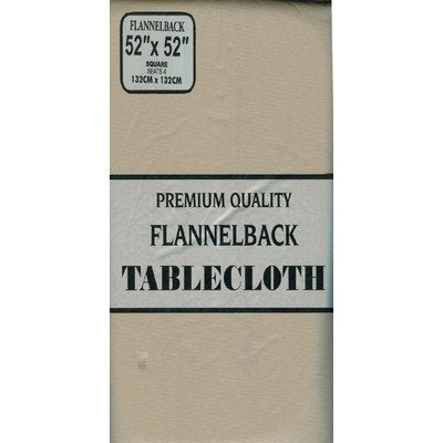Carnation Home Fashions Vinyl Tablecloth with Polyester Flannel Backing 52-Inch by 90-Inch Linen Color