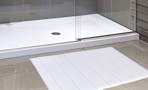 Royal Bath Collection Luxurious Memory Foam Solid Color Medium (17 inch x 24 inch ) Bath Mat with Anti-Slip Latex Backing (White)
