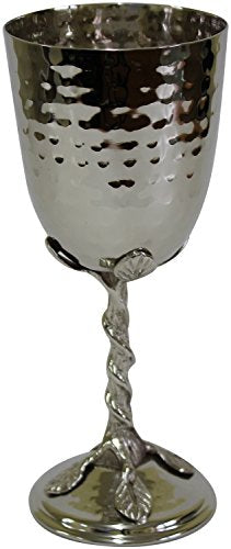 Kiddush Cup Hammered With Silver Leaf 7 inch H
