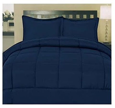 Cozy Home Down Alternative 5 Piece Embossed Comforter Set - Navy (King)