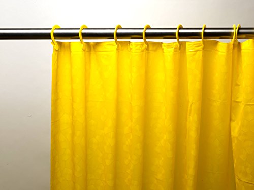 Royal Bath 3D Effect Embossed 5-Gauge PEVA Shower Curtain with Built-in Hooks (70 inch x 72 inch ) - Yellow