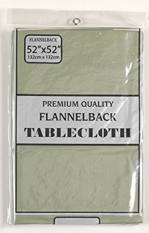 Dinner Collection by Bon Appetit Solid Color Vinyl Tablecloth with Polyester Flannel Backing - Sage Rectangle (52 inch  x 70 inch )