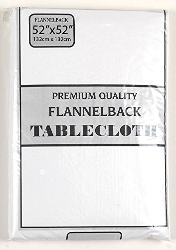 Dinner Collection by Bon Appetit Solid Color Vinyl Tablecloth with Polyester Flannel Backing - White Rectangle (52 inch x 70 inch )