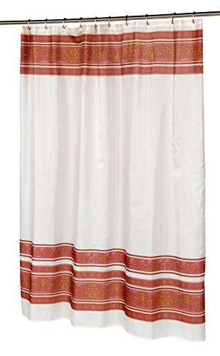 BenandJonah Collection Fabric Shower Curtain 70 x 72 inch Majestic Fleur Burgundy