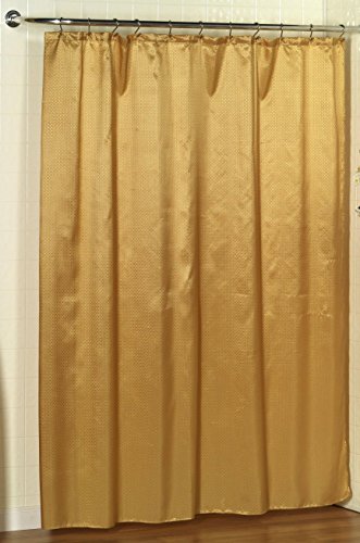 Royal Bath Collection Diamond-Piqued Dobby Fabric Shower Curtain 70 inch x 72 inch (Gold)
