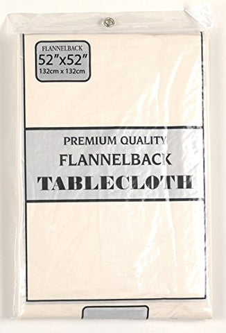 Dinner Collection by Bon Appetit Solid Color Vinyl Tablecloth with Polyester Flannel Backing - Ivory Rectangle (52 inch  x 90 inch )