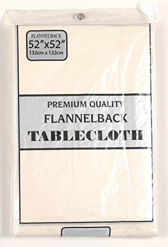 Simple Elegance by Bon Appetit Solid Color Vinyl Tablecloth with Polyester Flannel Backing - Ivory Square (52 inch x 52 inch )