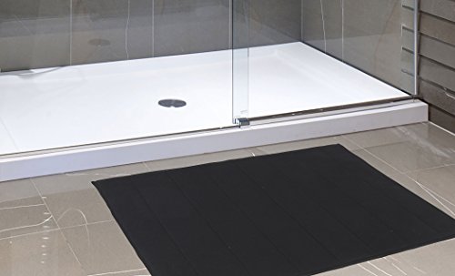 Royal Bath Collection Luxurious Memory Foam Solid Color Large (21 inch x 34 inch ) Bath Mat with Anti-Slip Latex Backing (Black)