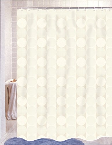 BenandJonah Collection Fabric Shower Curtain 70 x 72 inch Circles in Line Ivory