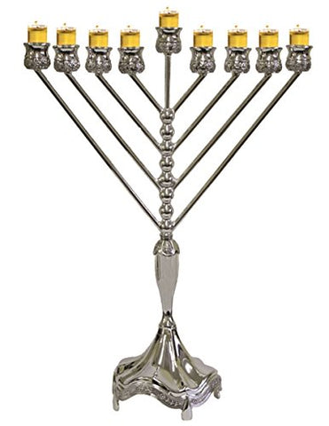 Lamp Lighters Ultimate Judaica Reach for the Stars Empire State Hanukkah Menorah - Silver Plated 18 inch H