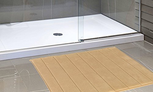 Royal Bath Collection Luxurious Memory Foam Solid Color Large (21 inch x 34 inch ) Bath Mat with Anti-Slip Latex Backing (Linen)