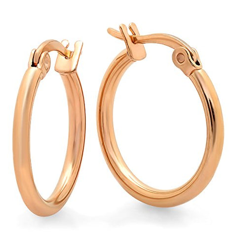 Ben and Jonah Ladies 18k Rose Gold Plated Stainless Steel 15mm Hoops