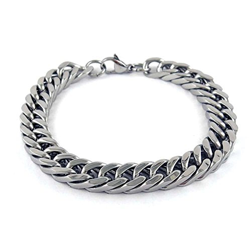 Ben & Jonah Stainless Steel Polished Square Link Bracelet with Lobster Lock (8.65 inch L)