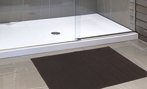 Royal Bath Collection Luxurious Memory Foam Solid Color Large (21 inch x 34 inch ) Bath Mat with Anti-Slip Latex Backing (Brown)