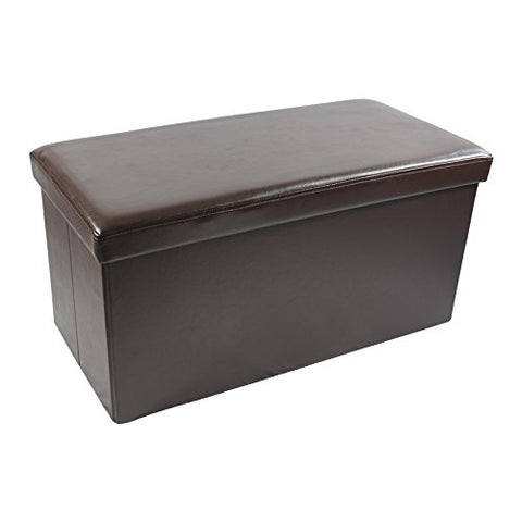 Ben&Jonah Collection Collapsible Storage Ottoman - Brown Faux Leather 30x15x15