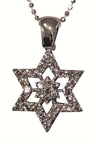 Silver Star Of David With Zircons - Chain 16 inch Pendant 4/8 inch W X 5/8 inch H
