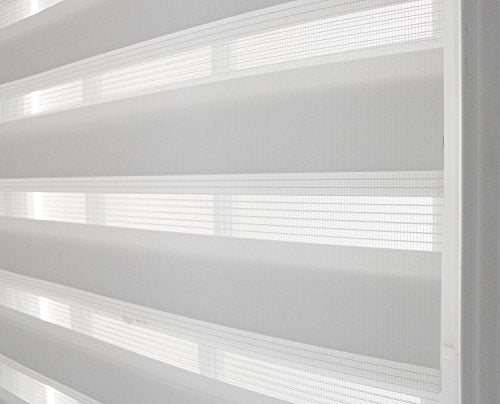 Modesta Collection White Cordless Sheer Double Layered Fabric Window Shade - 23 inch x 72 inch