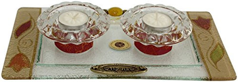 5th Avenue Collection Candle Stick With Tea Light Applique - Colorful - Tray 11 inch  W X 6 inch  L Candlesticks 2 inch  H