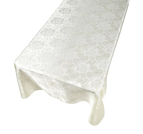 Park Avenue Deluxe Collection Park Avenue Deluxe Collection inch Rose Damask inch 52 inch x70 inch Fabric Tablecloth in Ivory