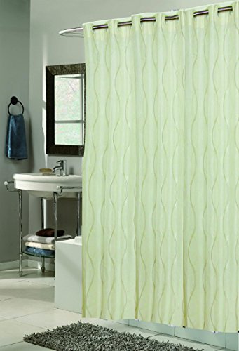 Royal Bath Easy On No Hooks Needed Stall Size (54 inch x 78 inch ) Fabric Shower Curtain with Built in Hooks - Bristol