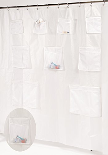 Royal Bath Heavy PEVA Non-Toxic Shower Curtain Liner with 9 Mesh Pockets for Organization (70 inch x 72 inch ) -Frosty Clear