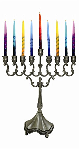 Lamp Lighters Ultimate Judaica Pewter Menorah - Â 8 inch H X 6.5 inch W