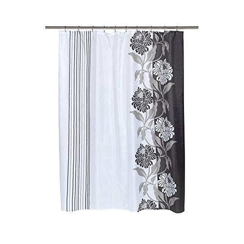 Park Avenue Deluxe Collection Park Avenue Deluxe Collection Extra Long inch Chelsea inch Fabric Shower Curtain in Black/White