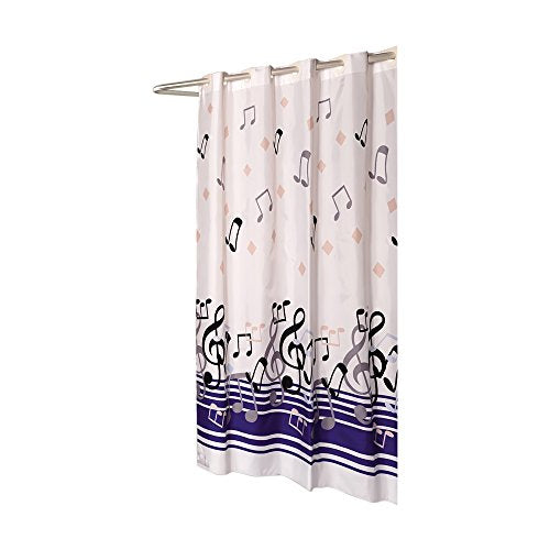 Park Avenue Deluxe Collection Park Avenue Deluxe Collection Shower Stall-Sized EZ-ON? inch Blue Notes inch Polyester Shower Curtain