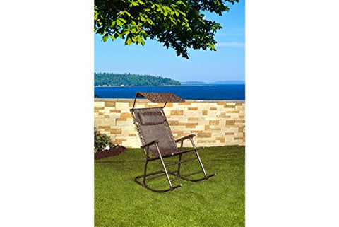 Patio Bliss Deluxe Rocking Chair with Canopy - Brown Jacquard