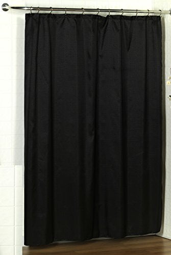 Royal Bath Collection Diamond-Piqued Dobby Fabric Shower Curtain 70 inch x 72 inch (Black)