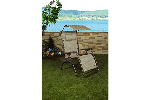 Patio Bliss GRAVITY FREE Chair X-Wide with Sun-Shade and Cup Tray - Sand