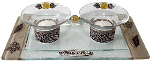 5th Avenue Collection Candle Stick With Tea Light Applique - Brown - Tray 11 inch W X 6 inch L Candlesticks 2 inch H