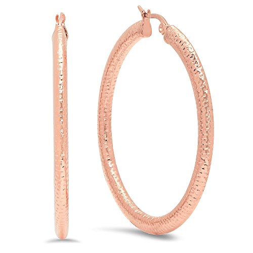 Ben and Jonah Ladies 18k Rose Gold Plated Stainless Steel Thick Flat Hoop Earrings