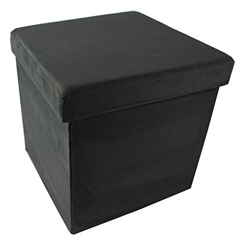 Ben&Jonah Collection Collapsible Storage Ottoman - Charcoal Suede 15x15x15