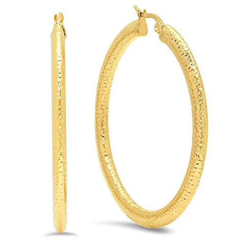 Ben and Jonah Ladies 18k Gold Plated Stainless Steel Thick Flat Hoop Earrings