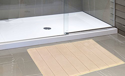 Royal Bath Collection Luxurious Memory Foam Solid Color Medium (17 inch x 24 inch ) Bath Mat with Anti-Slip Latex Backing (Ivory)