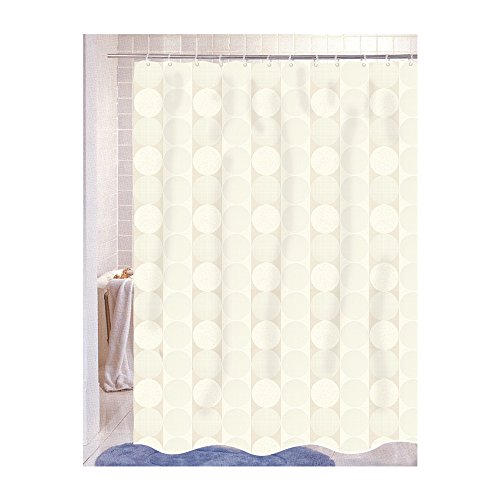 Park Avenue Deluxe Collection Park Avenue Deluxe Collection inch Jacquard Circles inch Fabric Shower Curtain in Ivory