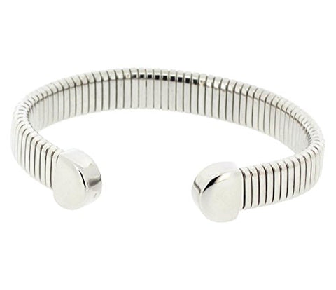 Ben and Jonah Stainless Steel Sparkly Ends Caps Cuff Bracelet