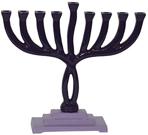 Lamp Lighters Ultimate Judaica Menorah 2 Tone 8.5 inch  H (Purple)