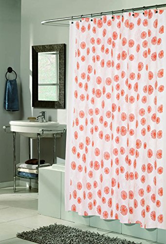 New Year's Fireworks Vienna Desing Fabric Shower Curtain with Poly Taffeta Flocking in Tangerine/Ivory Size: 70 inch x 72 inch