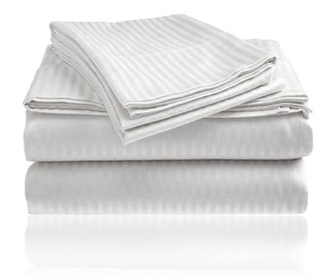Cozy Home 1800 Series Embossed Striped 4-Piece Sheet Set King - White