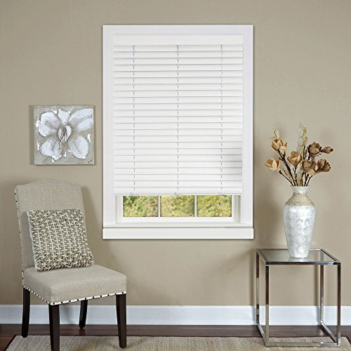 Plantation Collection Cordless Vinyl Venetian 2-Inch Mini Blind - White - 31 inch x 64 inch (Actual Measurement 30.5 inch x 64 inch )