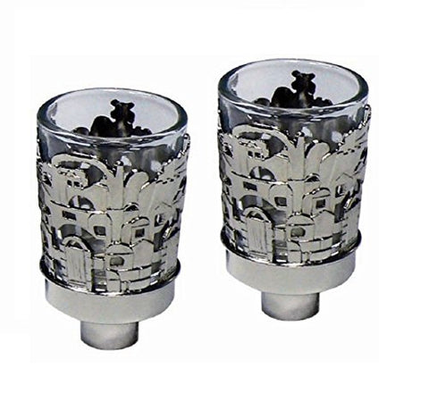 5th Avenue Collection Neronim Set of 2 Candle Holders Nickel Plated 3 inch H